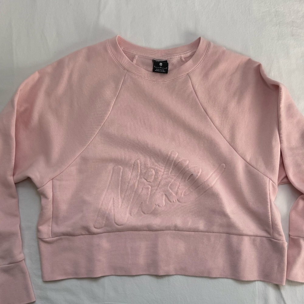 Nike Dri-FIT Embossed Logo Crop Sweatshirt Pink Size M